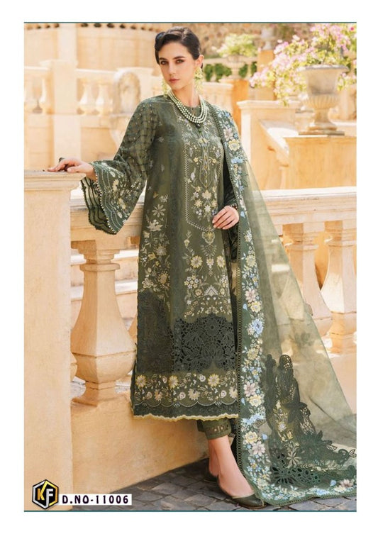 Exclusive Designer Heavy Cotton Printed Readymade Suit Dark Green - Blush Bows