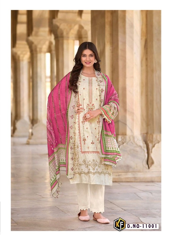 Exclusive Designer Heavy Cotton Printed Readymade Suit - White Print